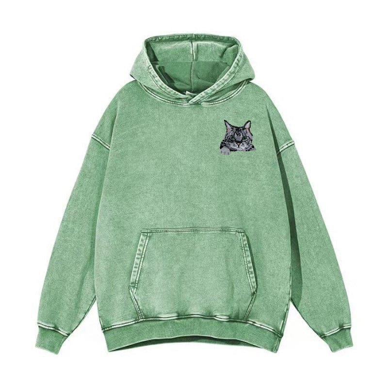 Washed hoodie Portrait embroider music player Couple family gift