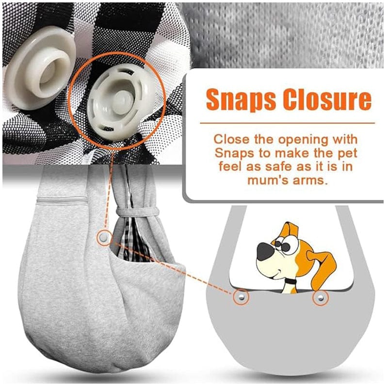 Personalisierter grauer Hundetragetuch für kleine Hunde - Benutzerdefinierter bestickter Haustiertragetuch - Individuelle freihändige Doogie Sling Brusttasche
