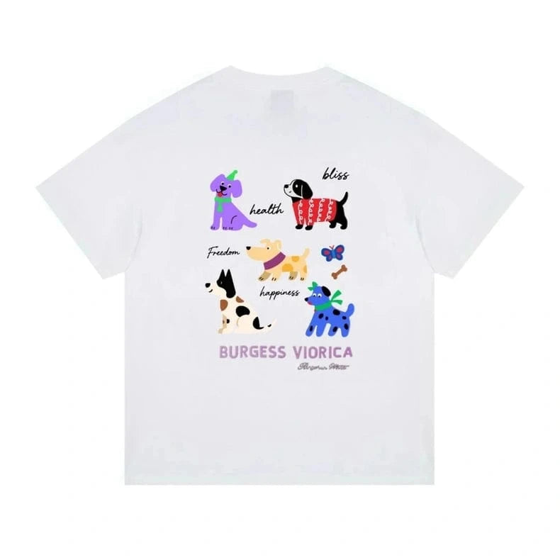 New Arrivals Heavy Embroidery 1.6 Million Stitches - Luminous Colorful Dog 100% Long-Staple Cotton 280g Soft Versatile T-Shirt