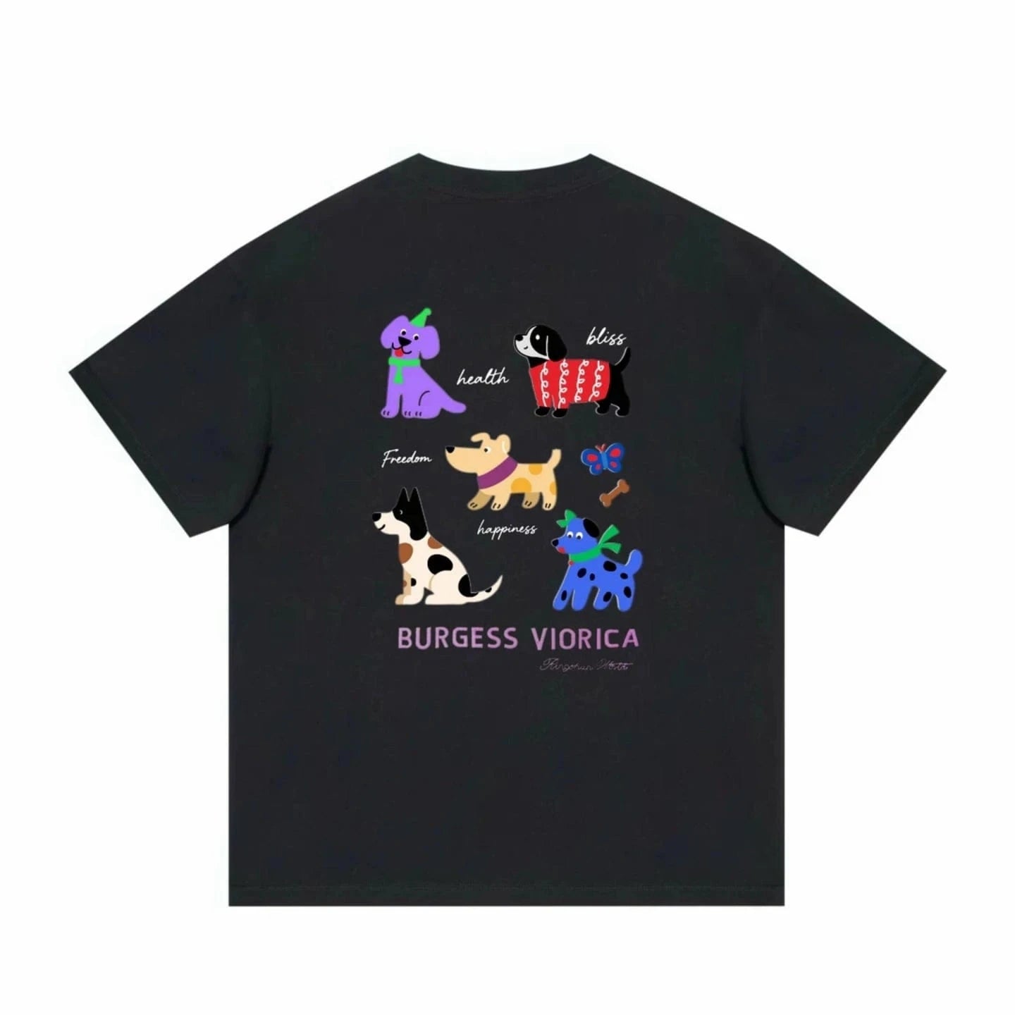 New Arrivals Heavy Embroidery 1.6 Million Stitches - Luminous Colorful Dog 100% Long-Staple Cotton 280g Soft Versatile T-Shirt