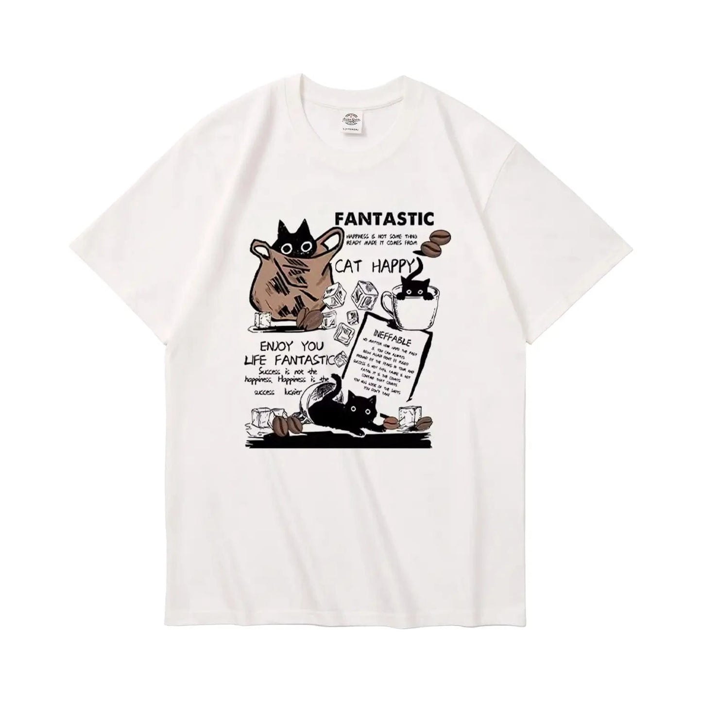 New Arrivals Short Sleeve Tee Heavyweight 230g Cotton FANTASTIC CAT Retro