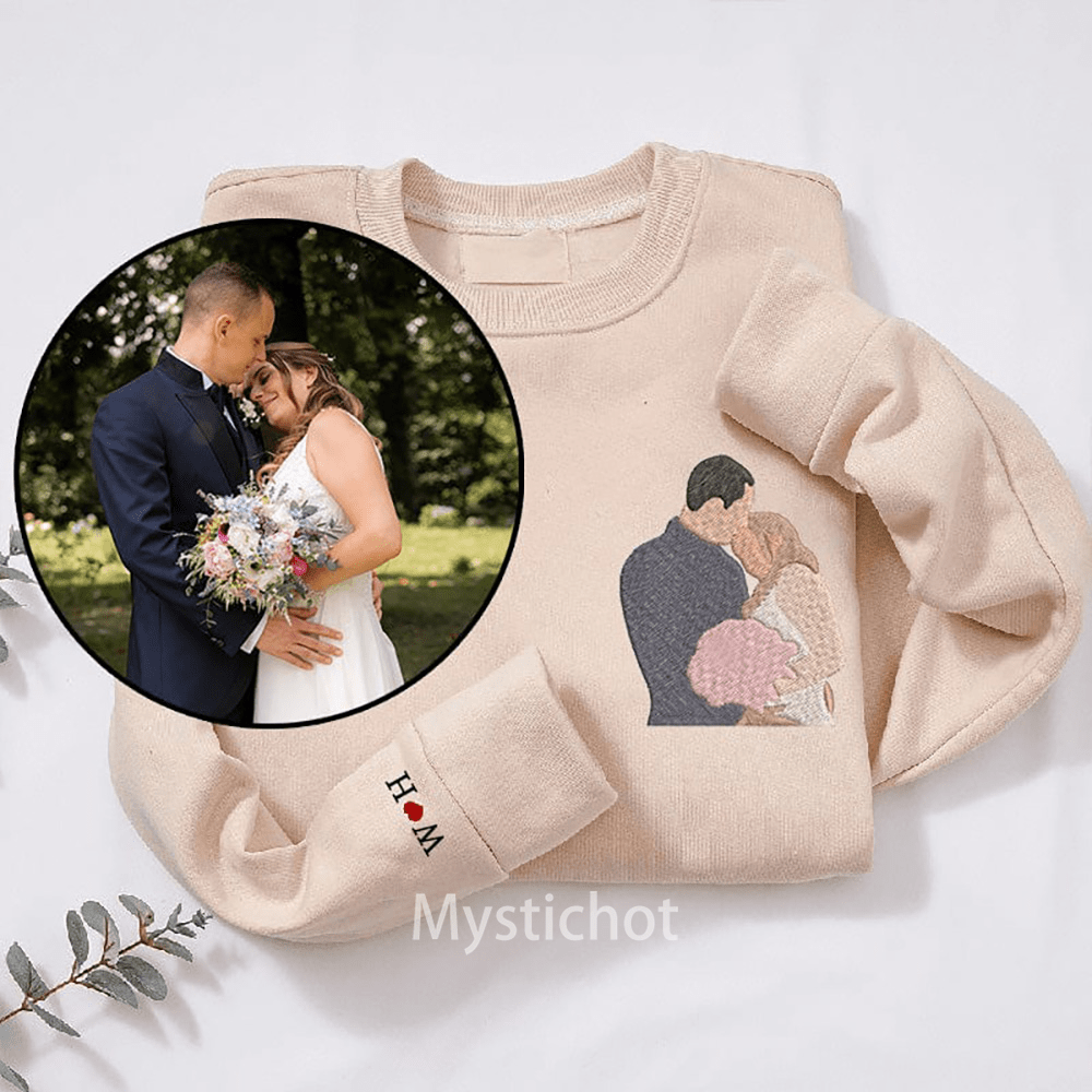 Mystichot Besticktes Sweatshirt mit Porträt eines Musikers, Geschenk für ein Paar und eine Familie