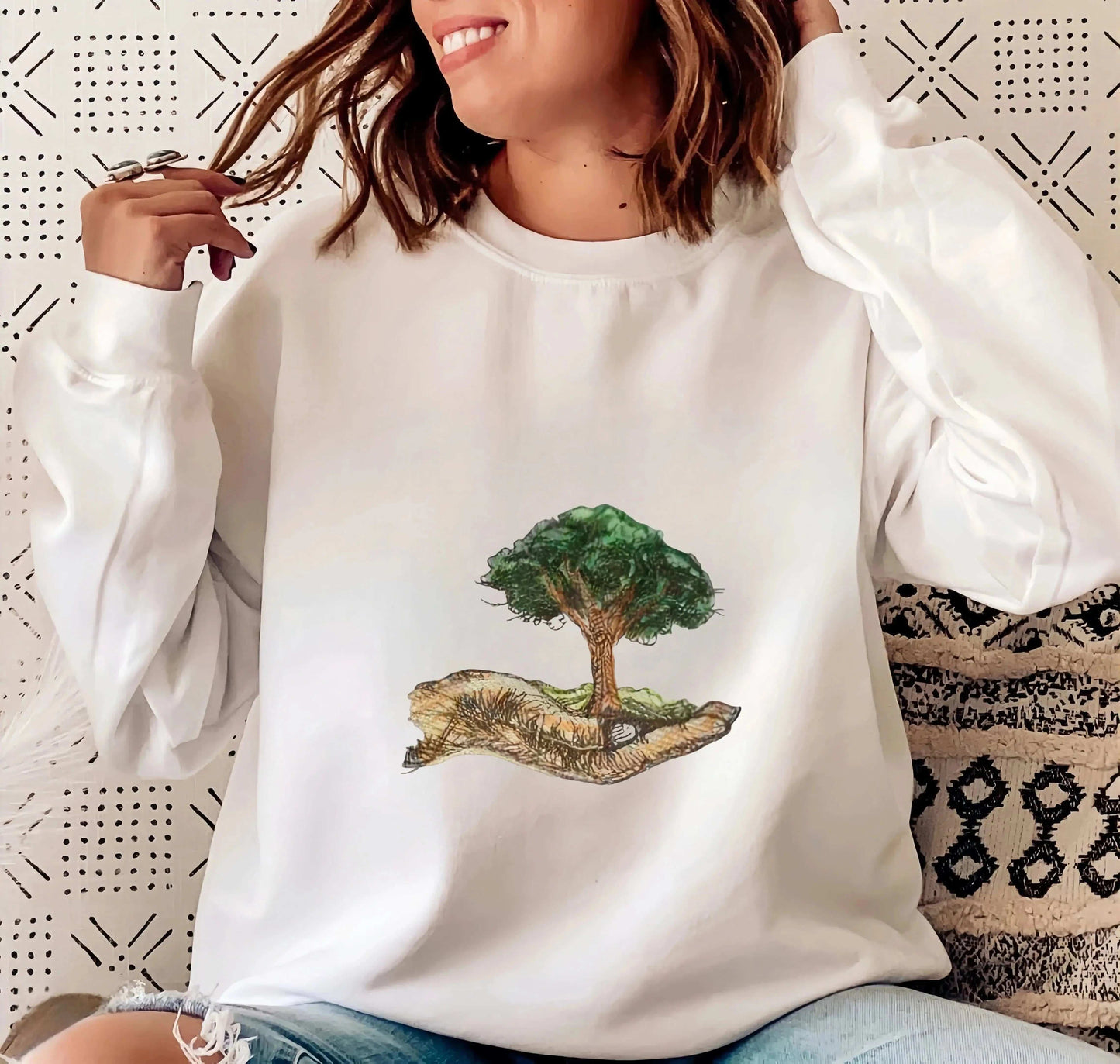 Eco - themed Custom Embroidered Sweatshirt: Style Meets Sustainability
