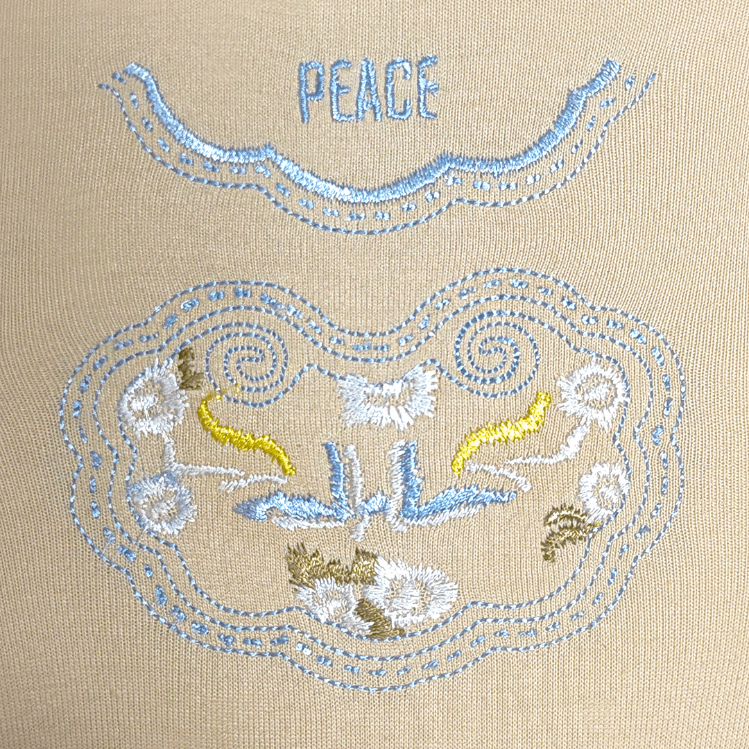 New Arrivals Heavyweight Cotton T-shirt Auspicious Cloud Embroidery Symbolizing Good Luck and Happiness