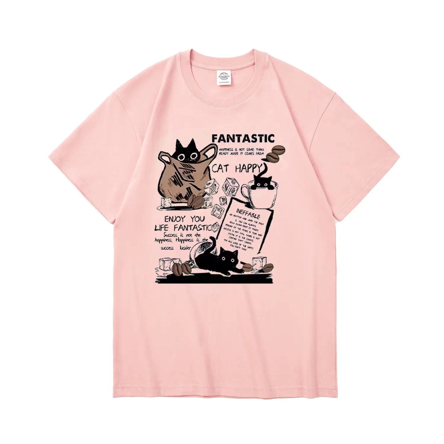 New Arrivals Short Sleeve Tee Heavyweight 230g Cotton FANTASTIC CAT Retro