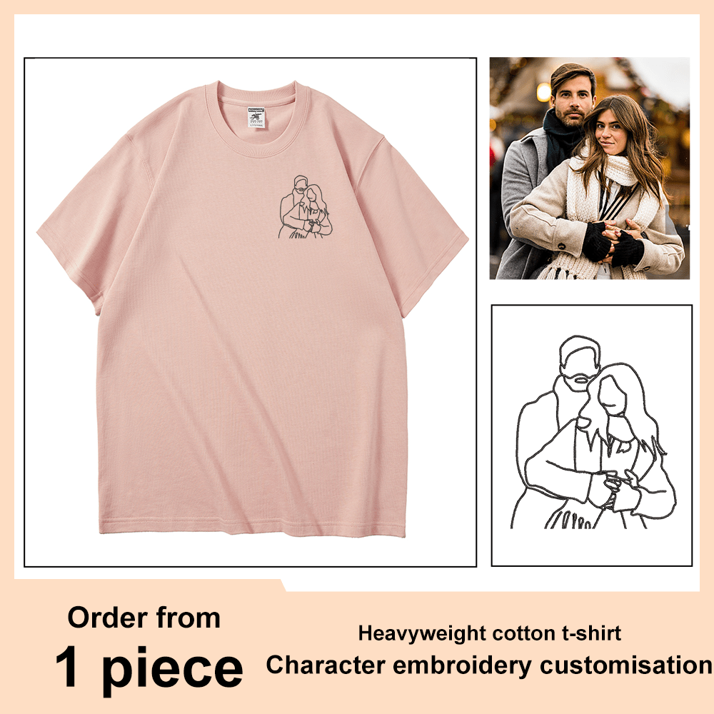 Mystichot – T-Shirt mit individueller Strichzeichnung und Stickerei