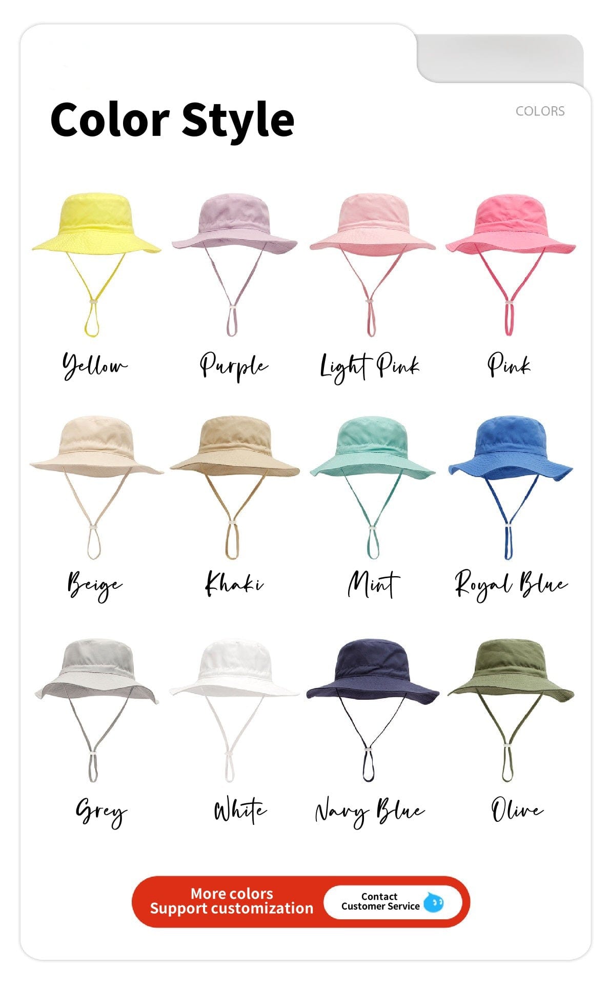 New Arrivals Custom Embroidered Kids Bucket Hat Summer Sun Hat with Name