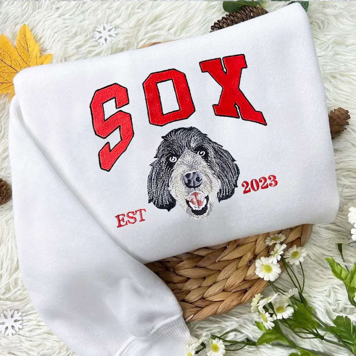 Personalized Embroidered Pet Face and Name Est Sweatshirt for Pet Lovers
