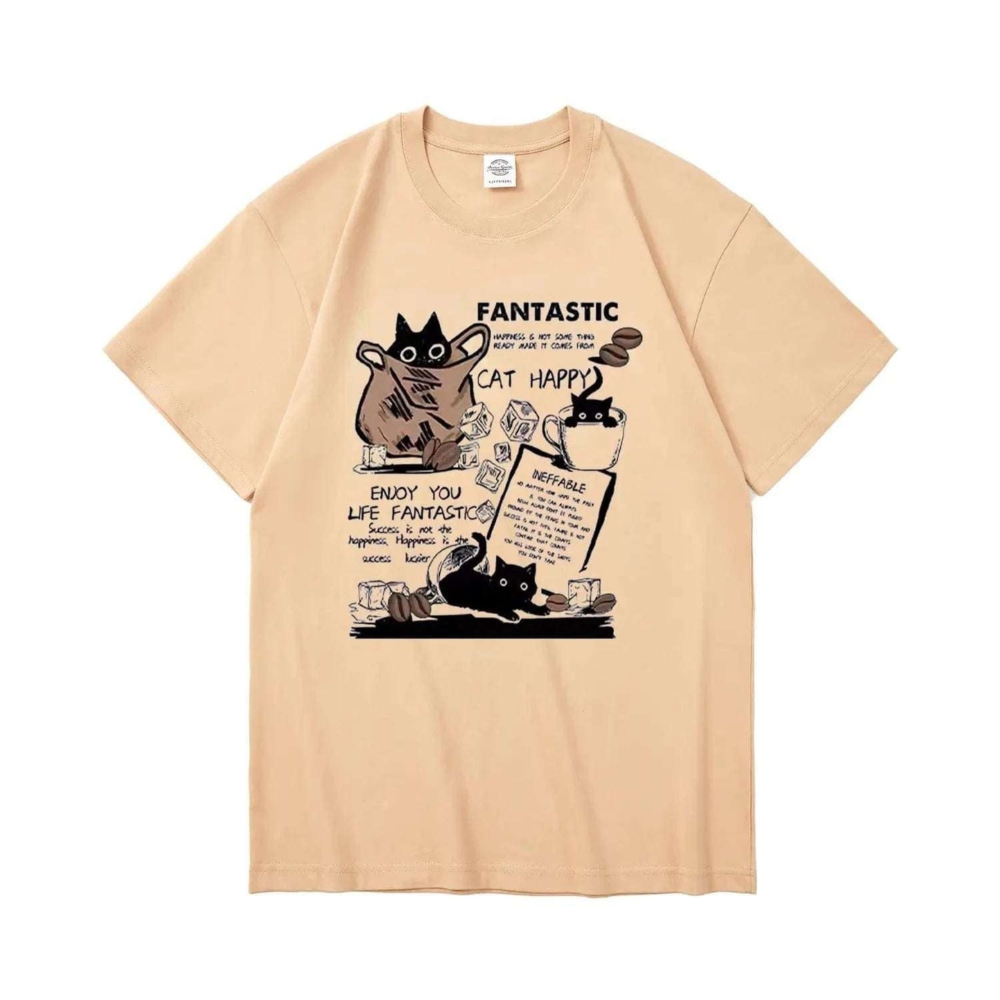New Arrivals Short Sleeve Tee Heavyweight 230g Cotton FANTASTIC CAT Retro