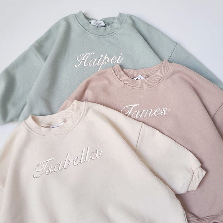 Embroidered name baby spring fall onesie