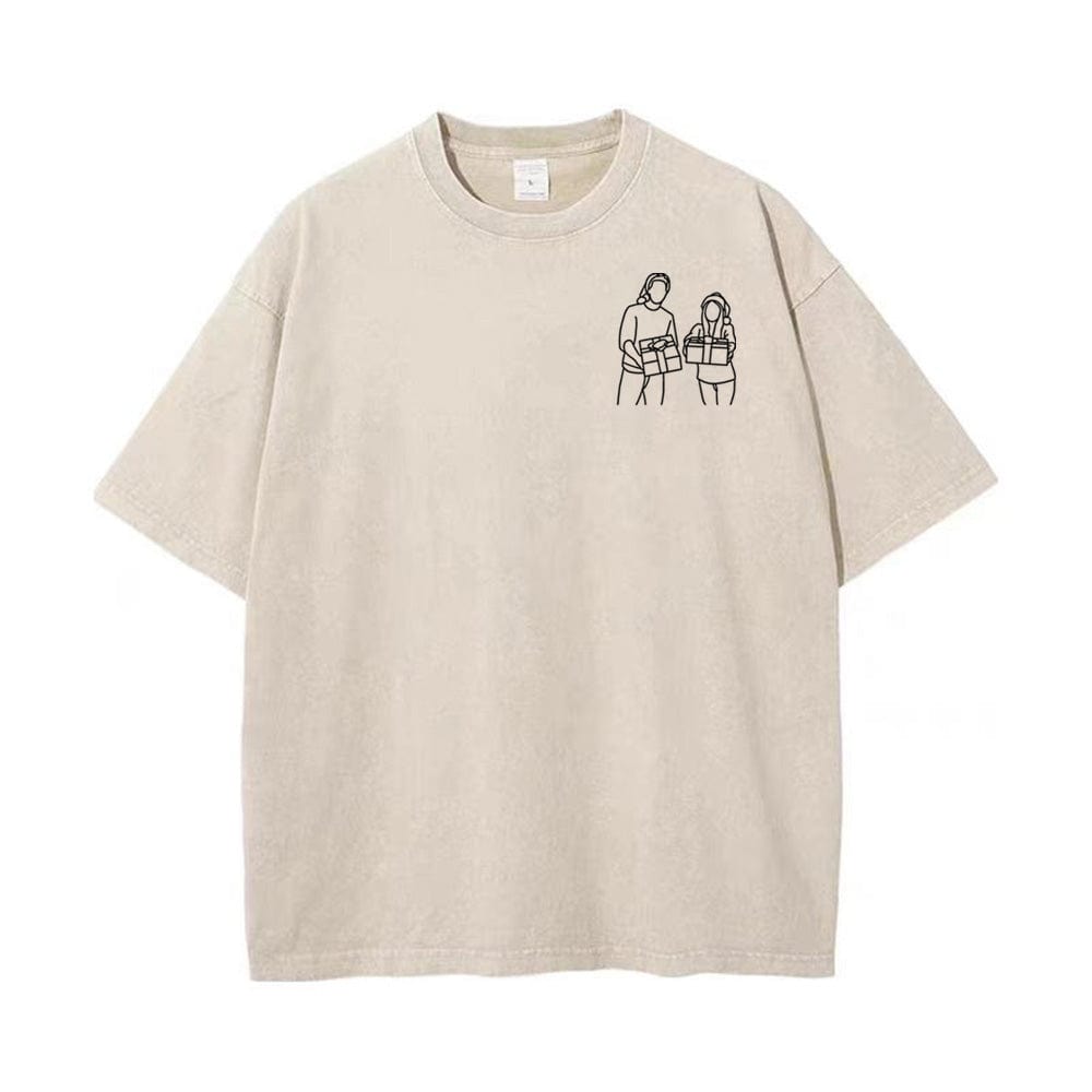 Mystichot – T-Shirt mit individueller Strichzeichnung und Stickerei