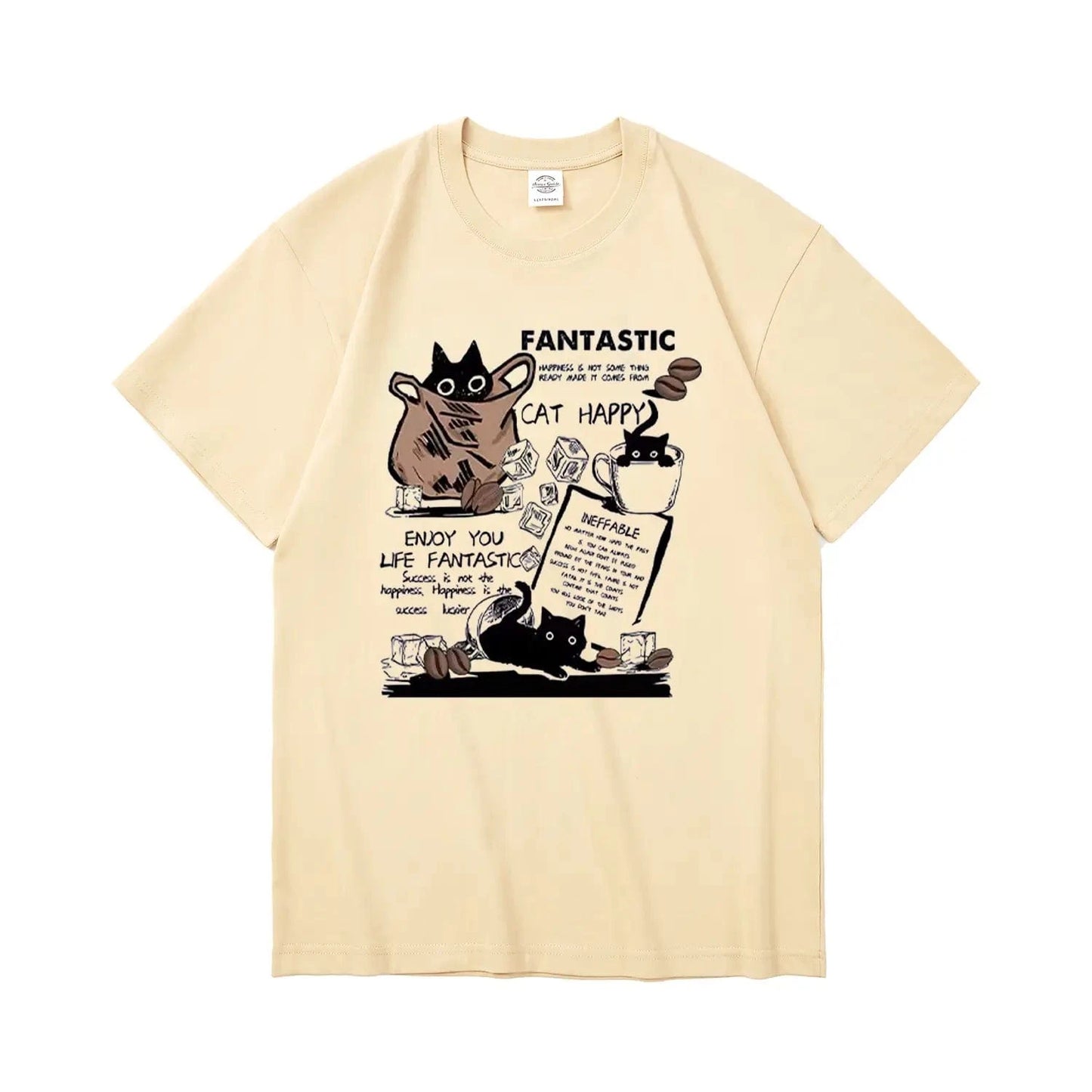 New Arrivals Short Sleeve Tee Heavyweight 230g Cotton FANTASTIC CAT Retro