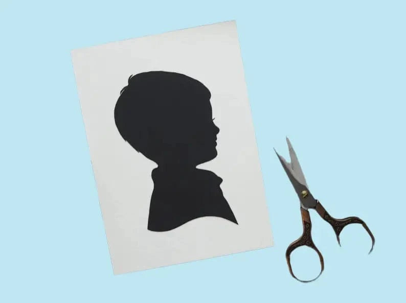 Custom Vintage Nursery Art: Hand-Cut Silhouette Portrait from Personal Photos - Heirloom Gift for Grandparents