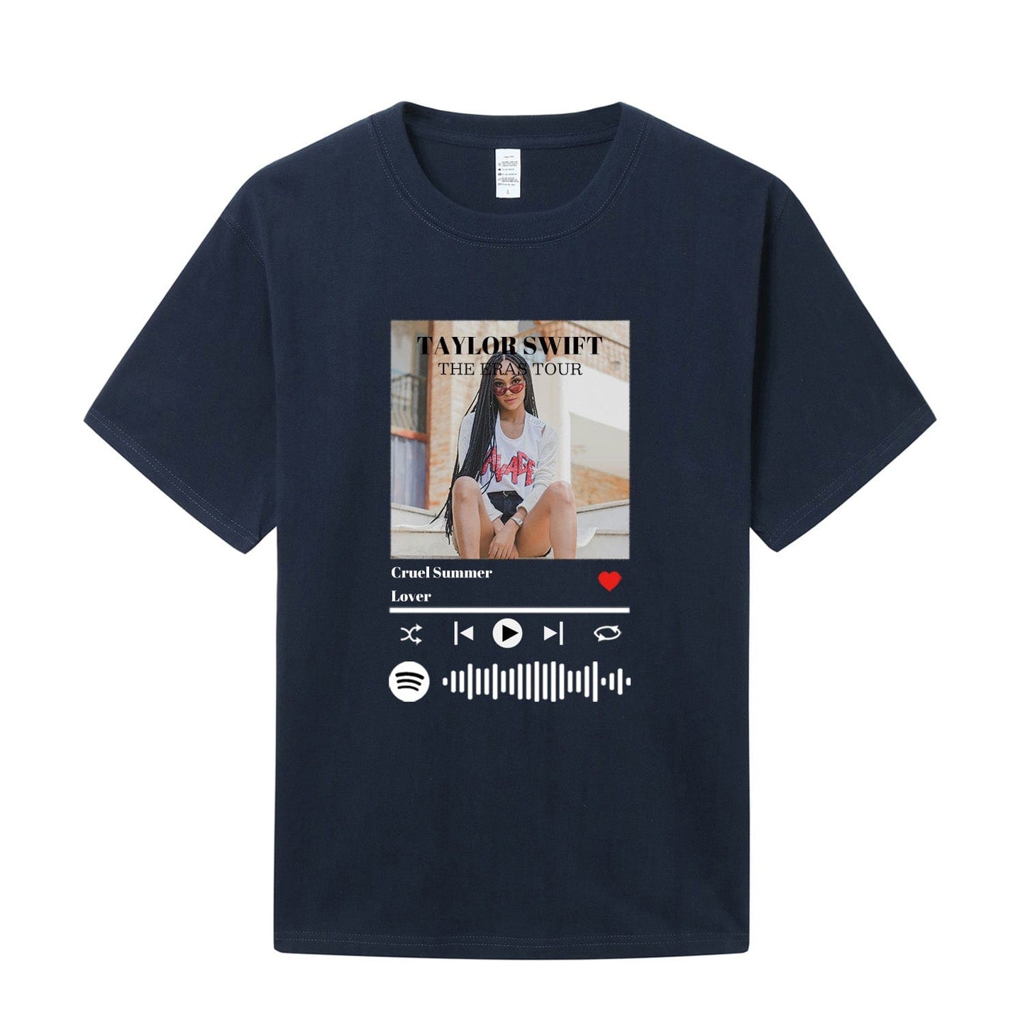 Individuelles Spotify-T-Shirt mit scanbarem Musikcode und Foto