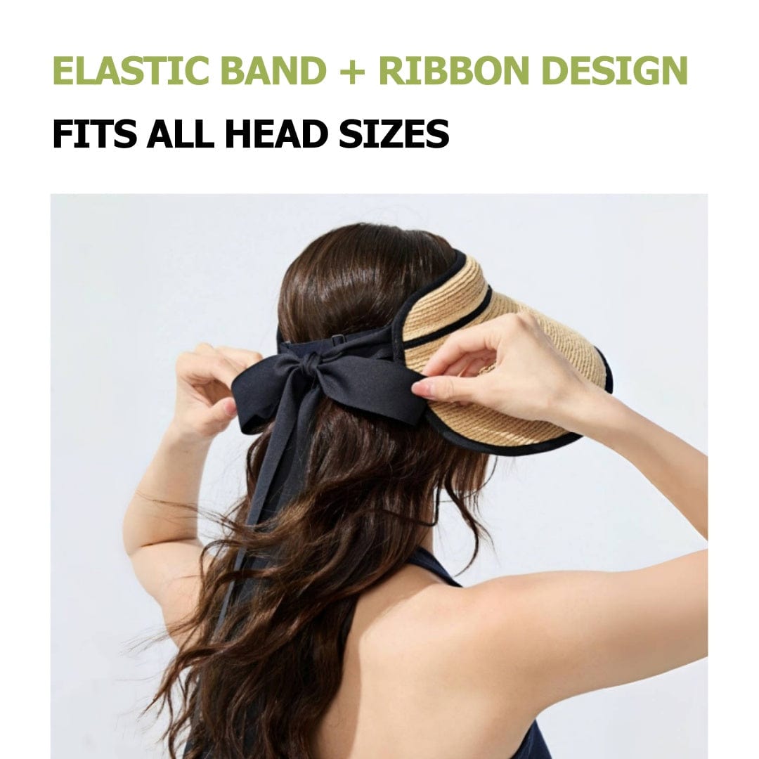New Arrivals Natural Raffia Straw Sun Hat with Bow UV Protection & Vacation Ready