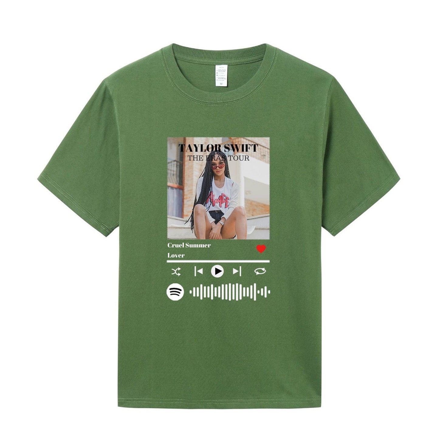Individuelles Spotify-T-Shirt mit scanbarem Musikcode und Foto