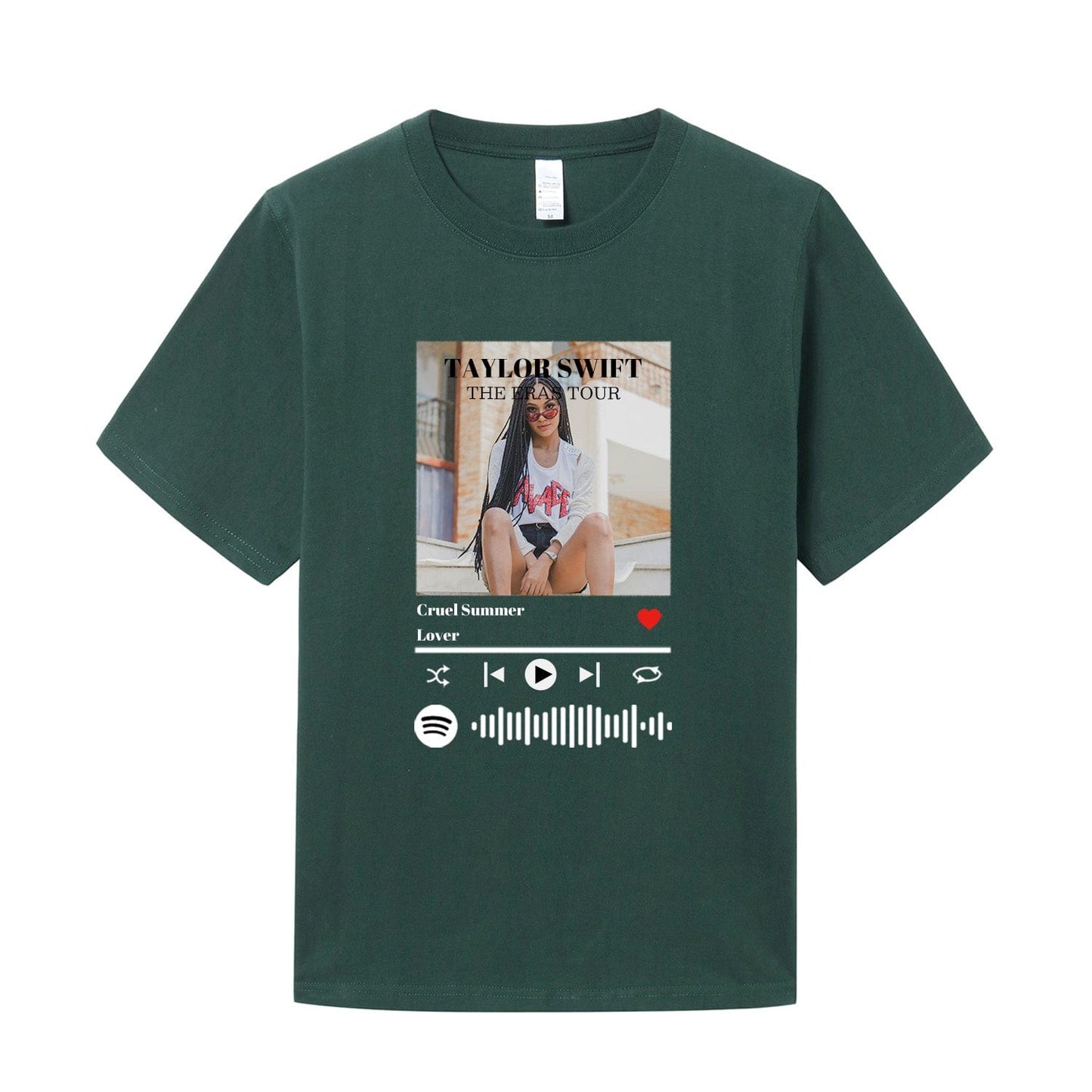Individuelles Spotify-T-Shirt mit scanbarem Musikcode und Foto
