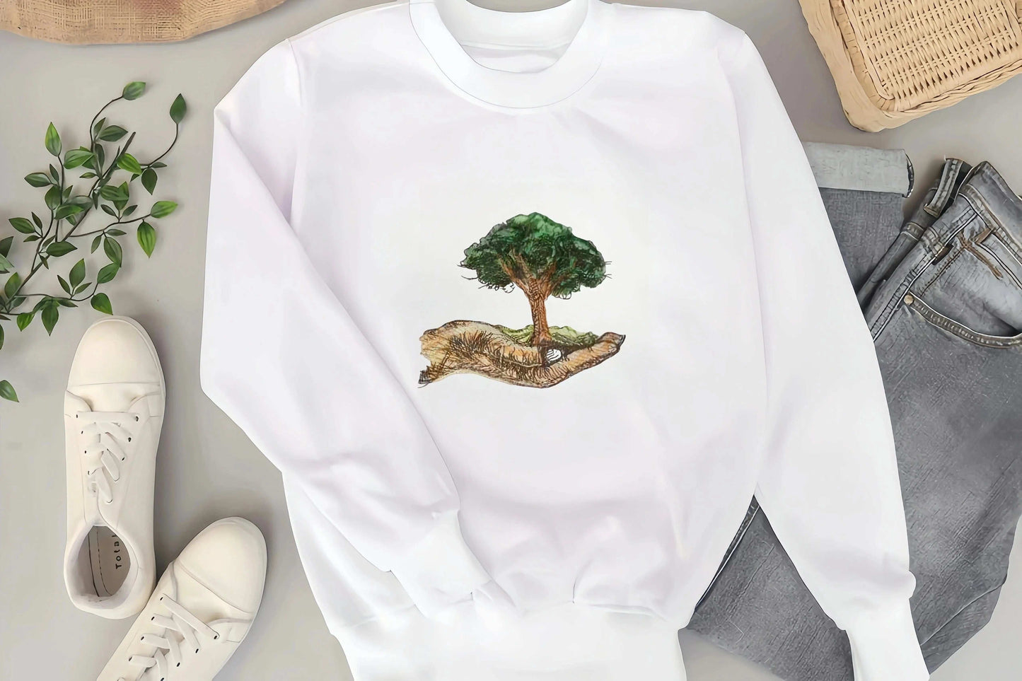Eco - themed Custom Embroidered Sweatshirt: Style Meets Sustainability