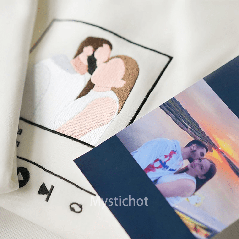 Mystichot Besticktes Sweatshirt mit Porträt eines Musikers, Geschenk für ein Paar und eine Familie