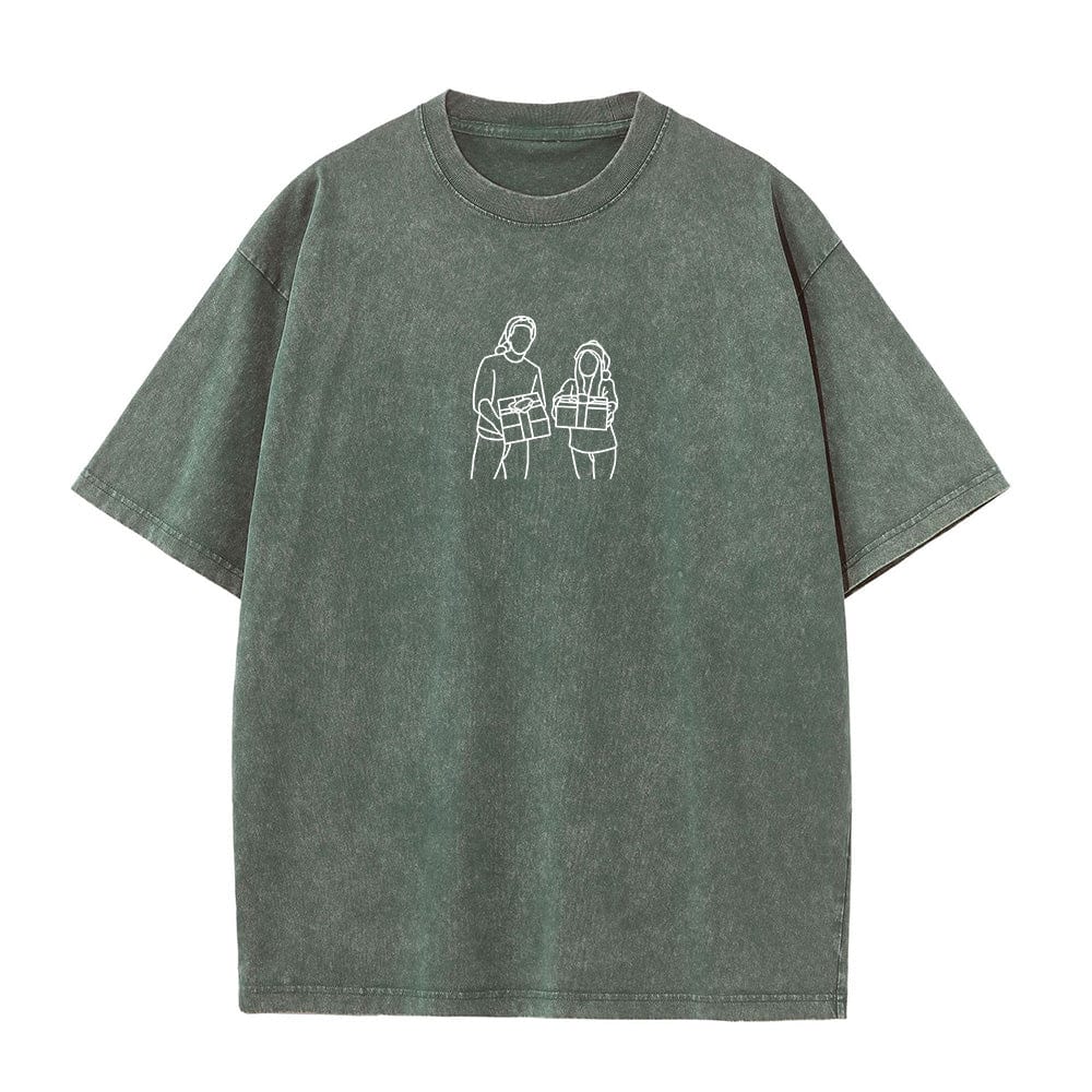 Mystichot – T-Shirt mit individueller Strichzeichnung und Stickerei