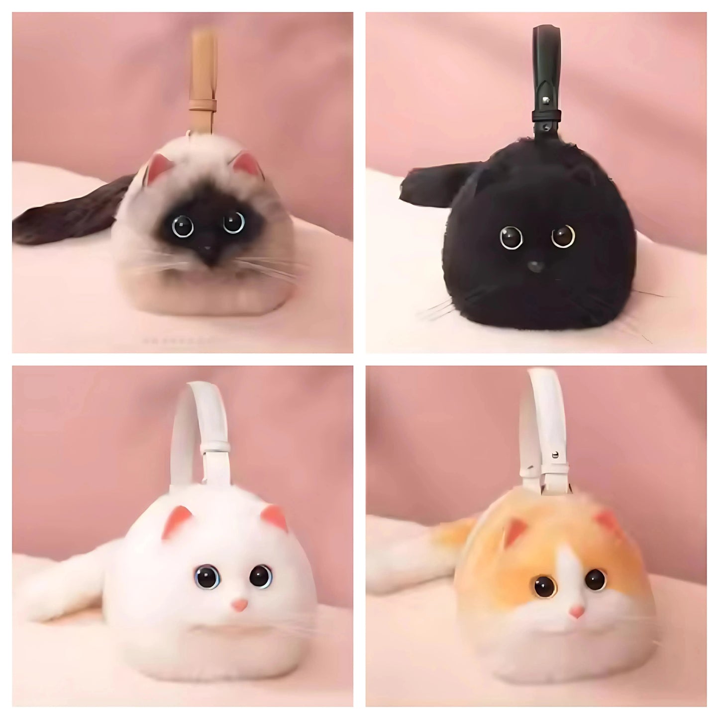 Versatile Handmade Small One-Shoulder Cat Plush Bag - Ideal for Female Messengers