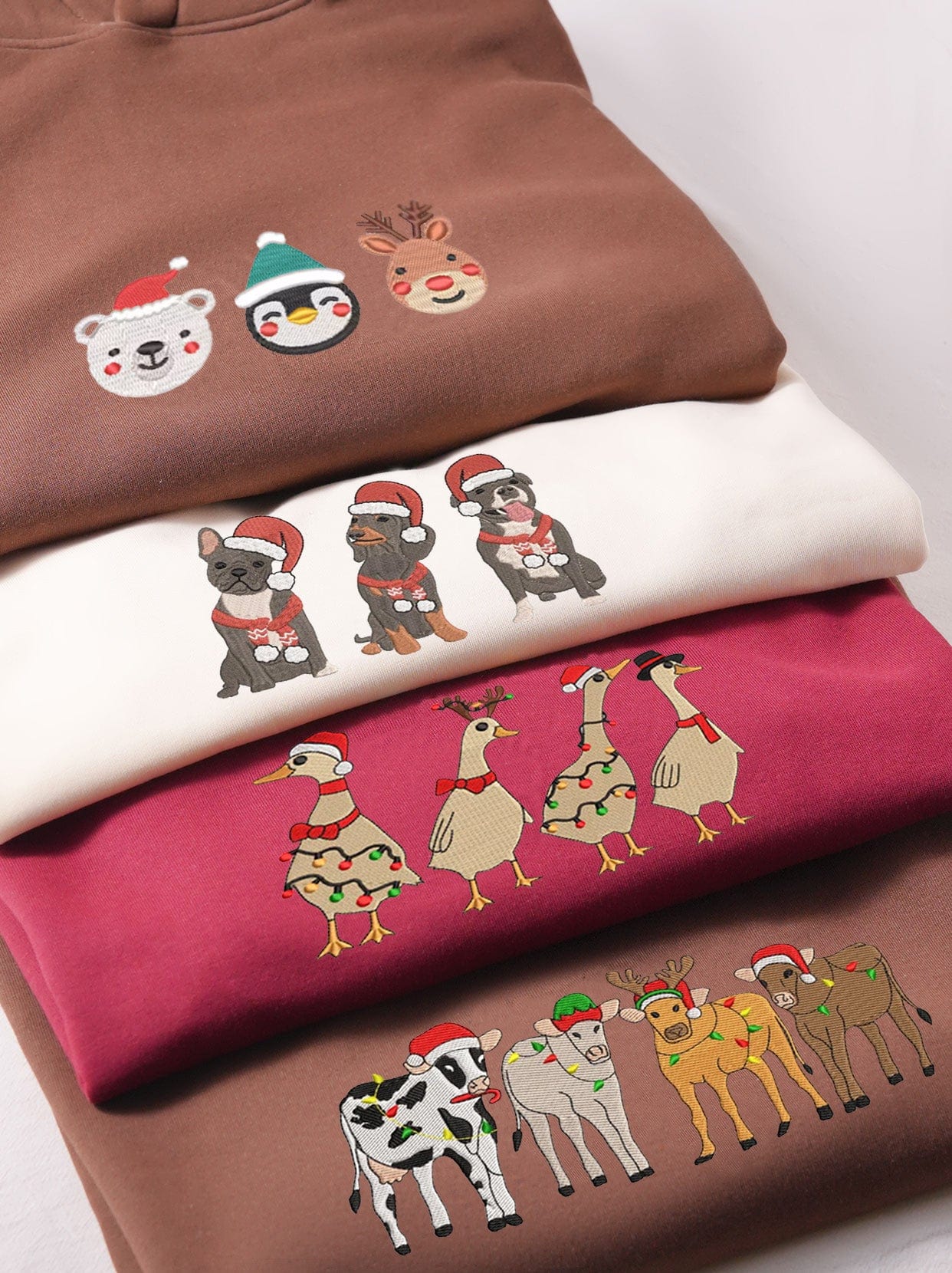 Mystichot Embroidered Sweatshirt Hoodie - Christmas Cartoon Style