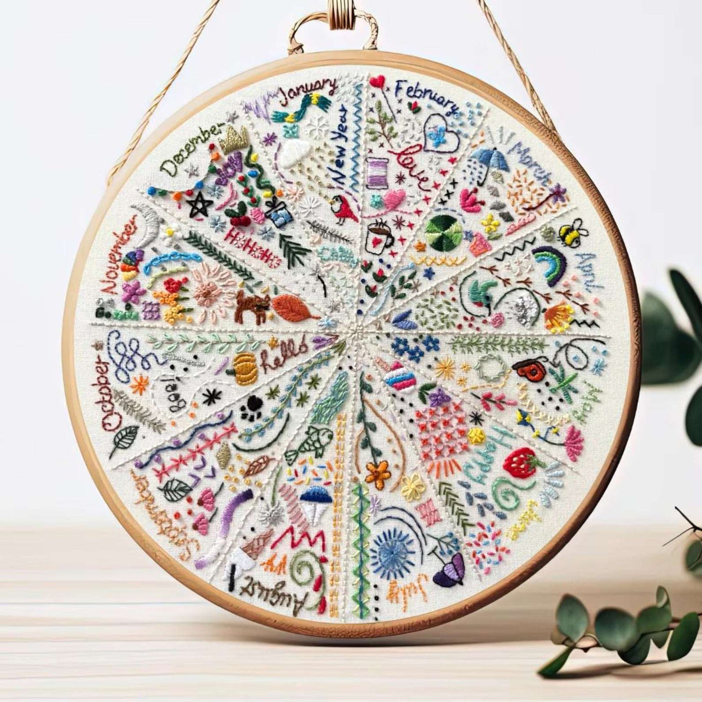 New Arrivals A Year of Doodles Pre-printed Embroidery Fabric Kit