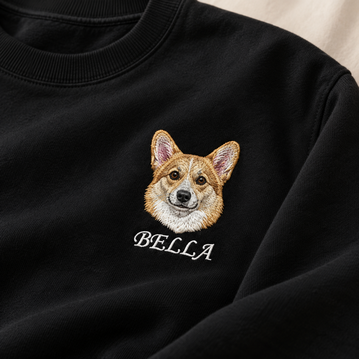 AI-styled pet embroidery detail