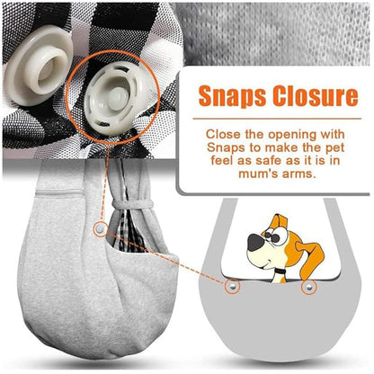 Personalisierter grauer Hundetragetuch für kleine Hunde - Benutzerdefinierter bestickter Haustiertragetuch - Individuelle freihändige Doogie Sling Brusttasche