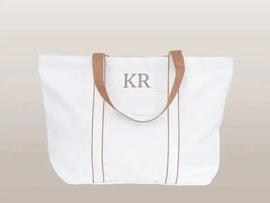 Custom Initials Tote: Natural Tan, Spacious, Pocket - Perfect Shopping Bag