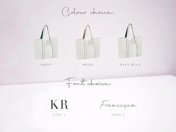 Custom Initials Tote: Natural Tan, Spacious, Pocket - Perfect Shopping Bag