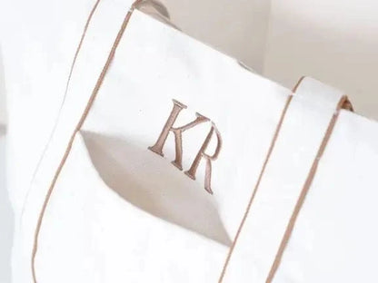 Custom Initials Tote: Natural Tan, Spacious, Pocket - Perfect Shopping Bag