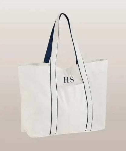 Custom Initials Tote: Natural Tan, Spacious, Pocket - Perfect Shopping Bag