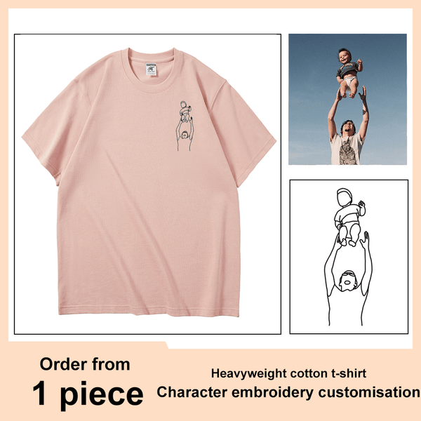 Mystichot Custom Embroidered Line Drawing T-shirt