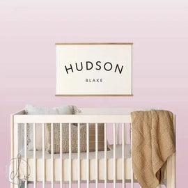 Unique Nursery Decor: Custom Baby Name Canvas Art Wall Hanging, an Ideal Personalized Gift for Hudson Blake