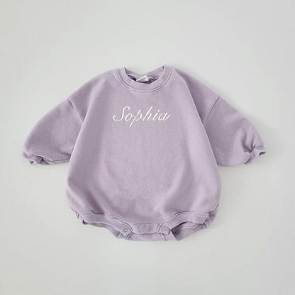 Embroidered name baby spring fall onesie