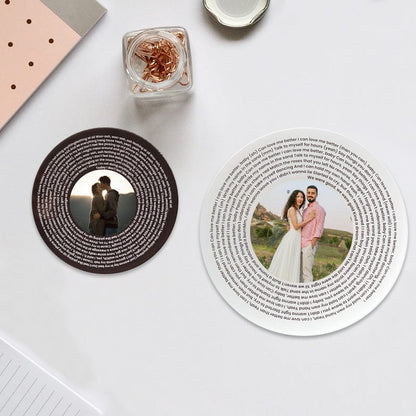 Personalisiertes Musikfoto mit Liedtexten, Kreis-Plakette, Acrylrahmen, Geschenk zum Valentinstag
