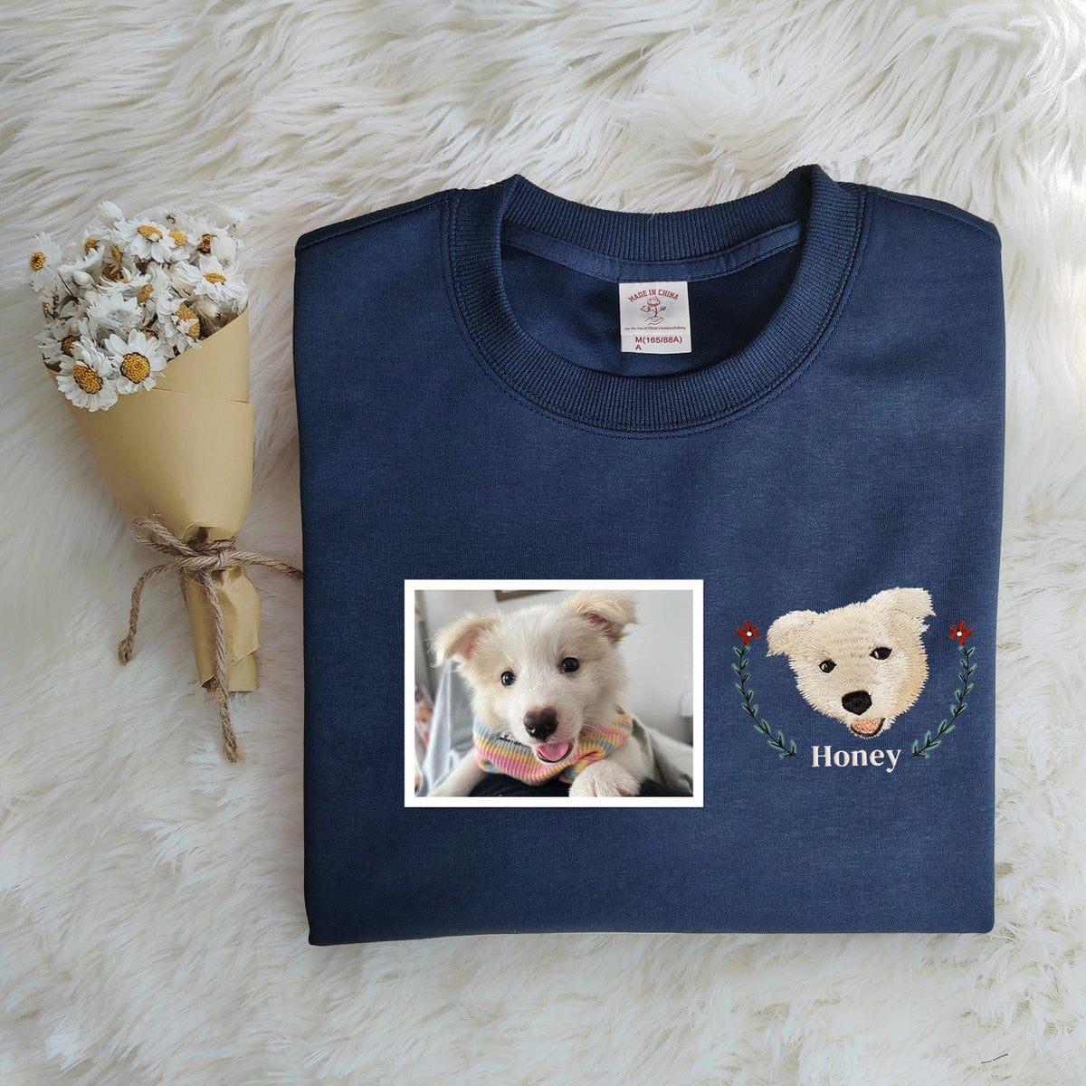 Embroidered-Pet-Navy Blue-Sweatshirt-Hoodie