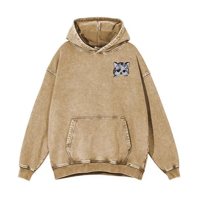 Washed hoodie Portrait embroider music player Couple family gift