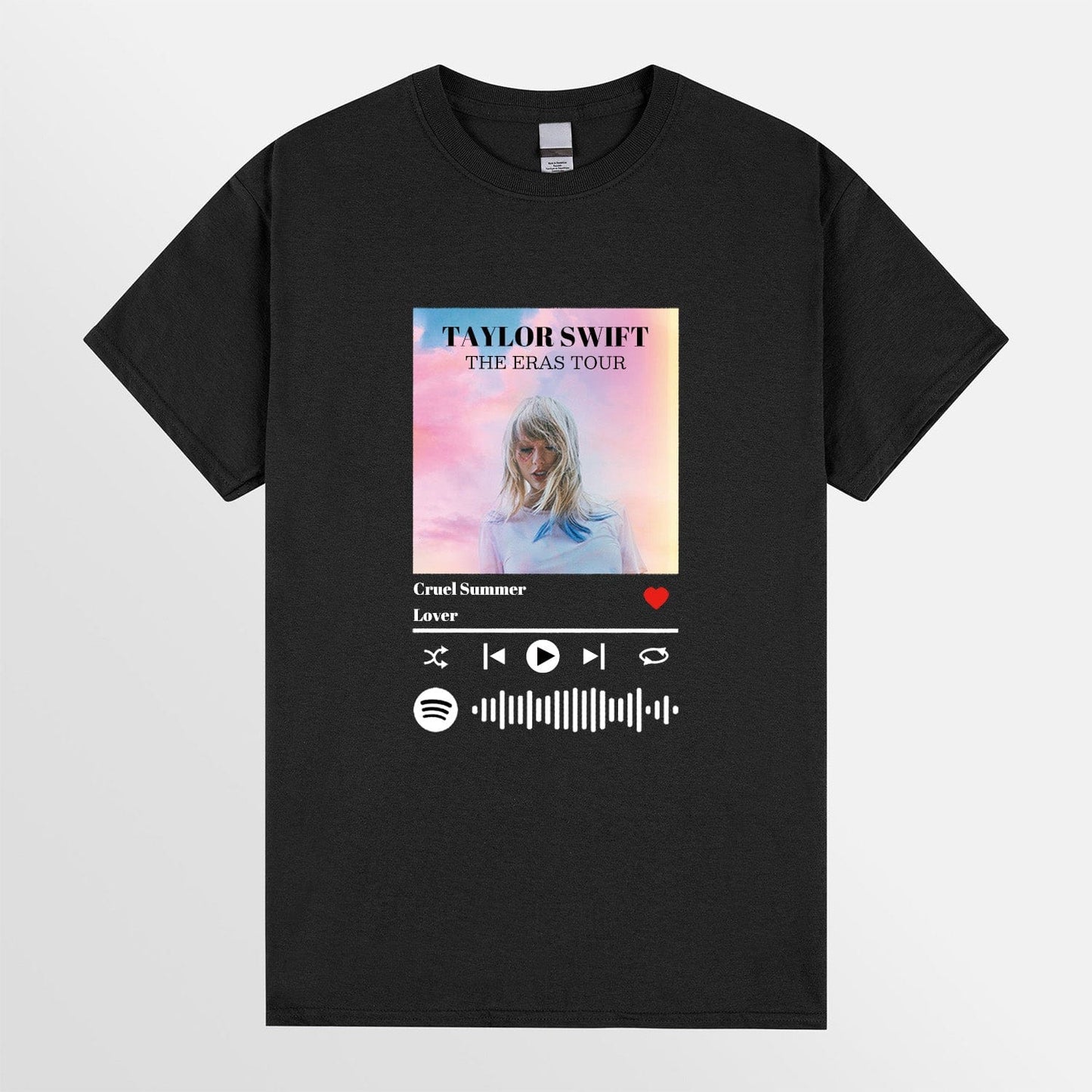 Individuelles Spotify-T-Shirt mit scanbarem Musikcode und Foto