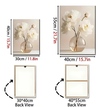 Triple Delight: Beige Floral 2D Printed Framed Art - Ideal for Every Room & a Perfect Gift!