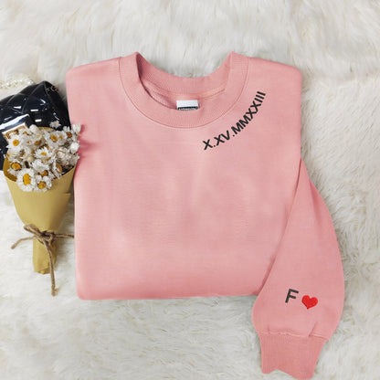 Custom embroidered date Roman numerals sweatshirt hoodie