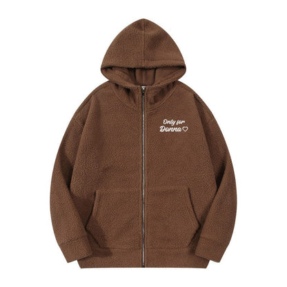 Mystichot Custom Embroidered Pet Portrait Fleece Casual Zip-Up Hoodie - Warm Winter Gift for Your Beloved Pet