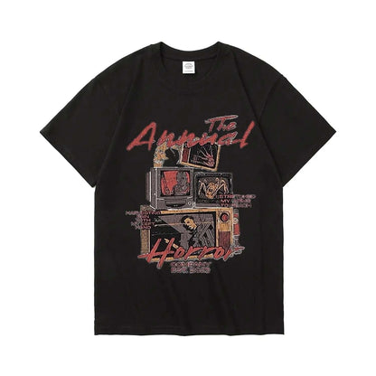 New Arrivals Short sleeve t-shirt 230g heavyweight cotton retro style TV graphic Unisex