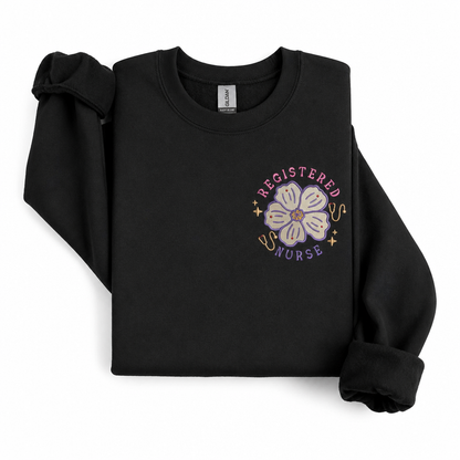 Embroidered Floral Registered Nurse Sweatshirt | Nursing Gift