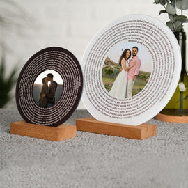 Personalisiertes Musikfoto mit Liedtexten, Kreis-Plakette, Acrylrahmen, Geschenk zum Valentinstag
