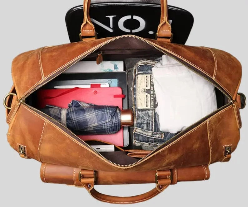 Personalized Full Grain Leather Duffel Bag for Men: A Distinctive Weekend and Travel Carry - on