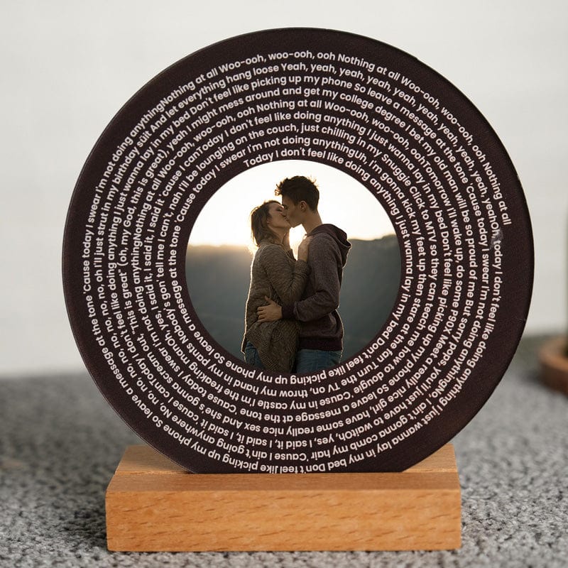 Personalisiertes Musikfoto mit Liedtexten, Kreis-Plakette, Acrylrahmen, Geschenk zum Valentinstag
