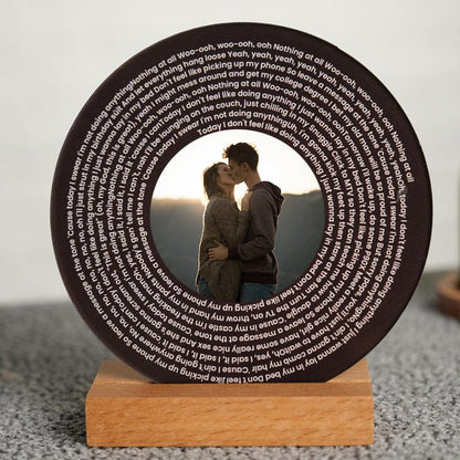 Personalisiertes Musikfoto mit Liedtexten, Kreis-Plakette, Acrylrahmen, Geschenk zum Valentinstag