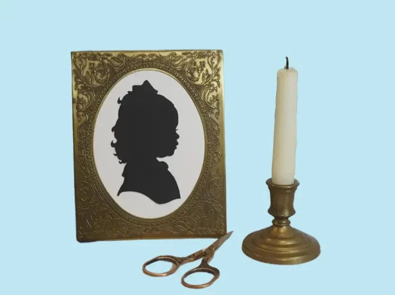 Custom Vintage Nursery Art: Hand-Cut Silhouette Portrait from Personal Photos - Heirloom Gift for Grandparents